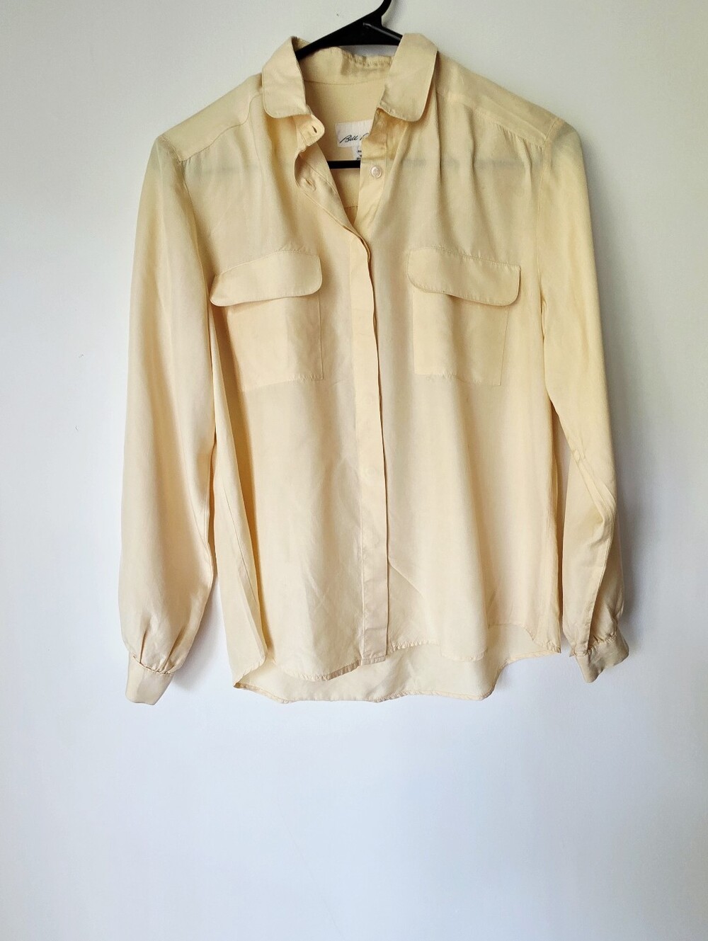 Bill Blass Mellow Yellow Real Silk Button-up Blouse Size 10